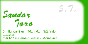sandor toro business card